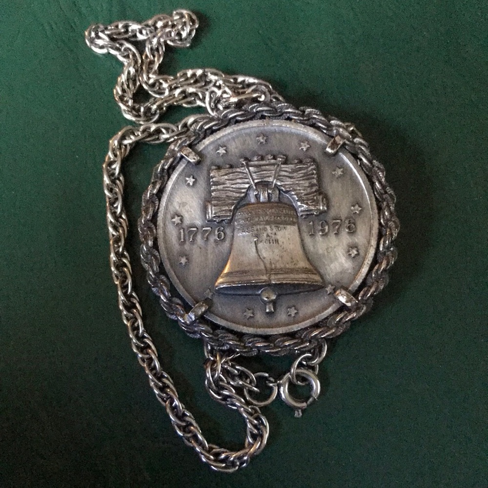 Silver Liberty Bell Medallion Necklace